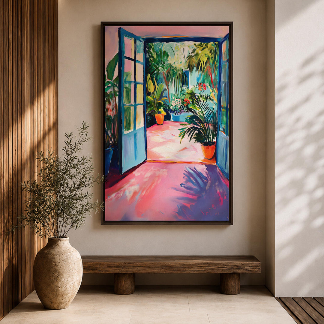 Premium quality wall art on wood frame with botanical watercolor