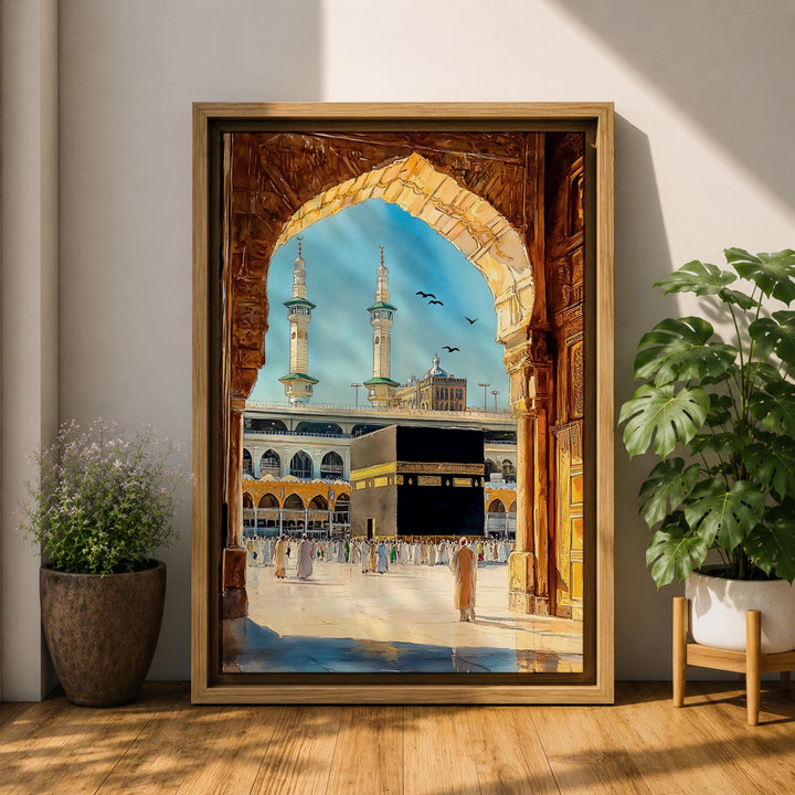 Soft-toned Kaaba art for home decor