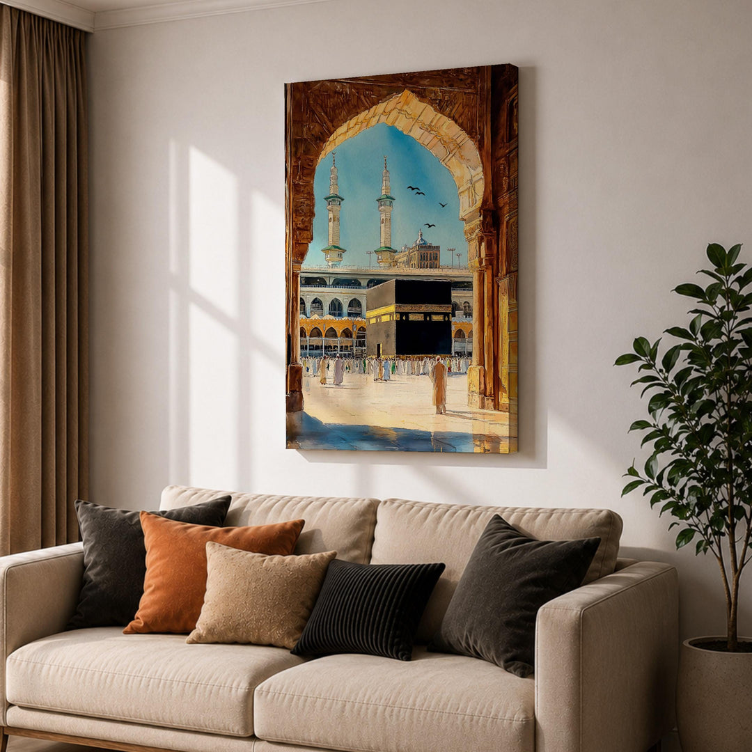 Spiritual Kaaba arch wall art in watercolor finish