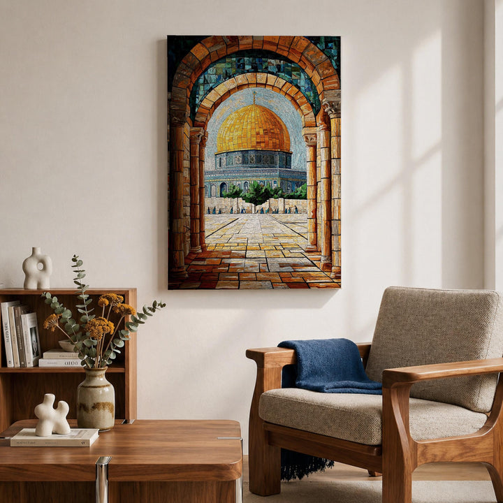 Framed wall art featuring archway mosque mosaic