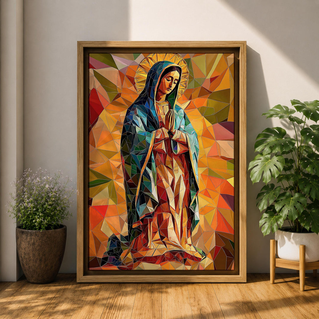 Vintage-inspired Our Lady of Guadalupe framed canvas
