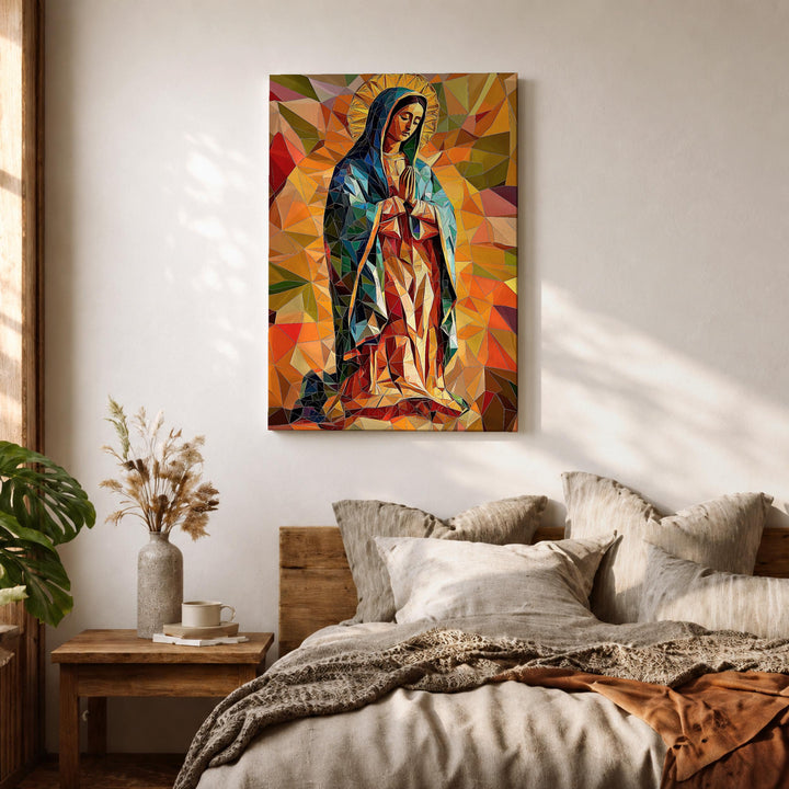 Our Lady of Guadalupe artwork displayed on a clean wall