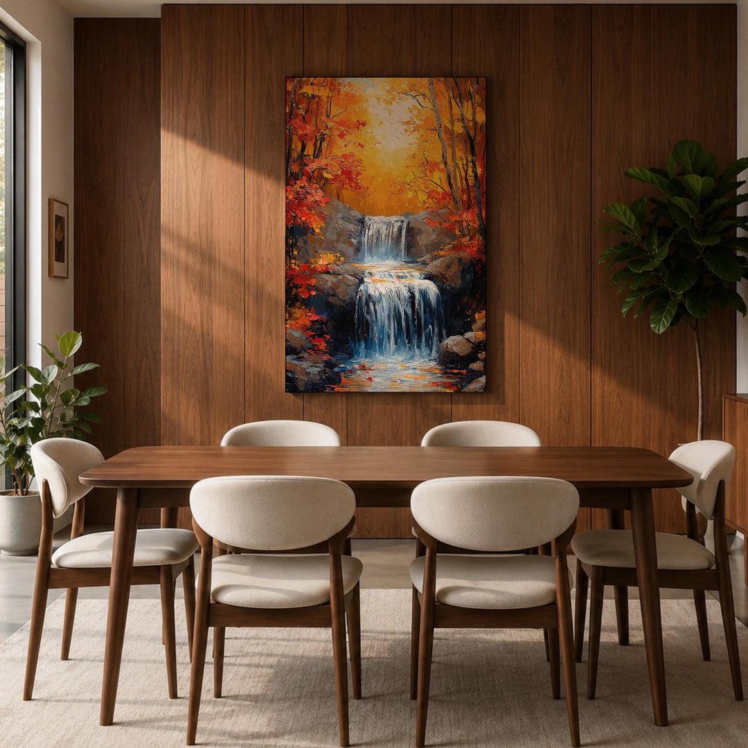 Framed landscape wall art displaying tranquil forest scene