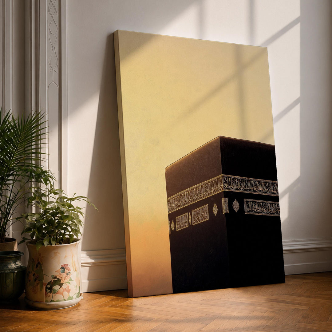 Kaaba sunset framed canvas wall art close-up view