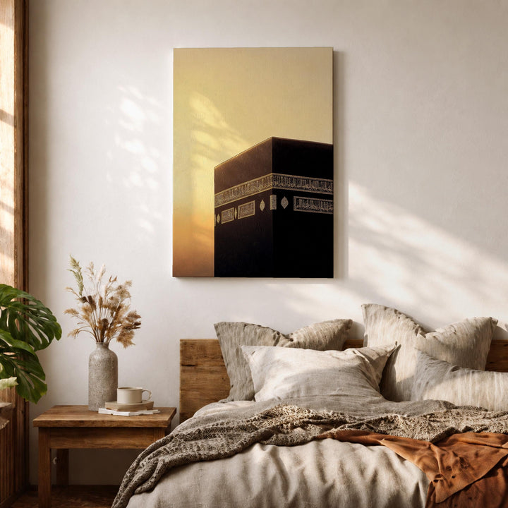 Gallery-quality Kaaba sunset art on canvas