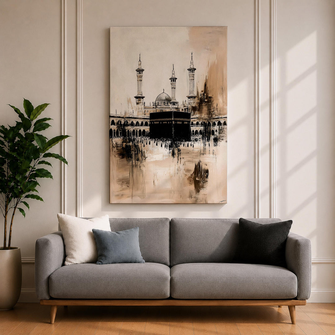 Warm-toned Masjid Al Haram inspired wall decor