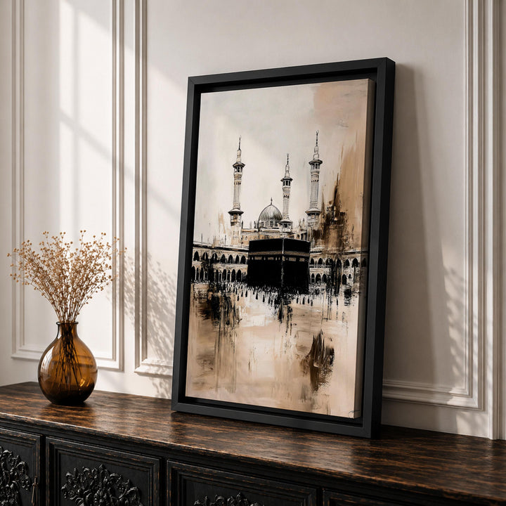 Modern wall art depicting the Kaaba for prayer room
