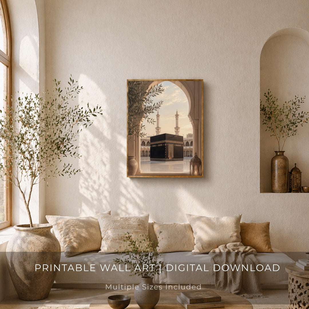 Prayer room decor wall art with calming, muted tones