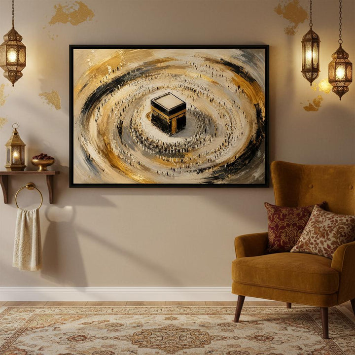 Textured oil-paint style Islamic wall art on canvas print