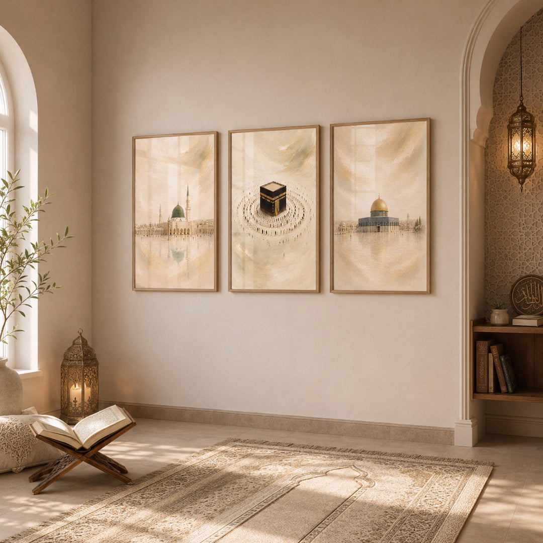 Medina-inspired abstract Islamic wall art, panel 2 on canvas