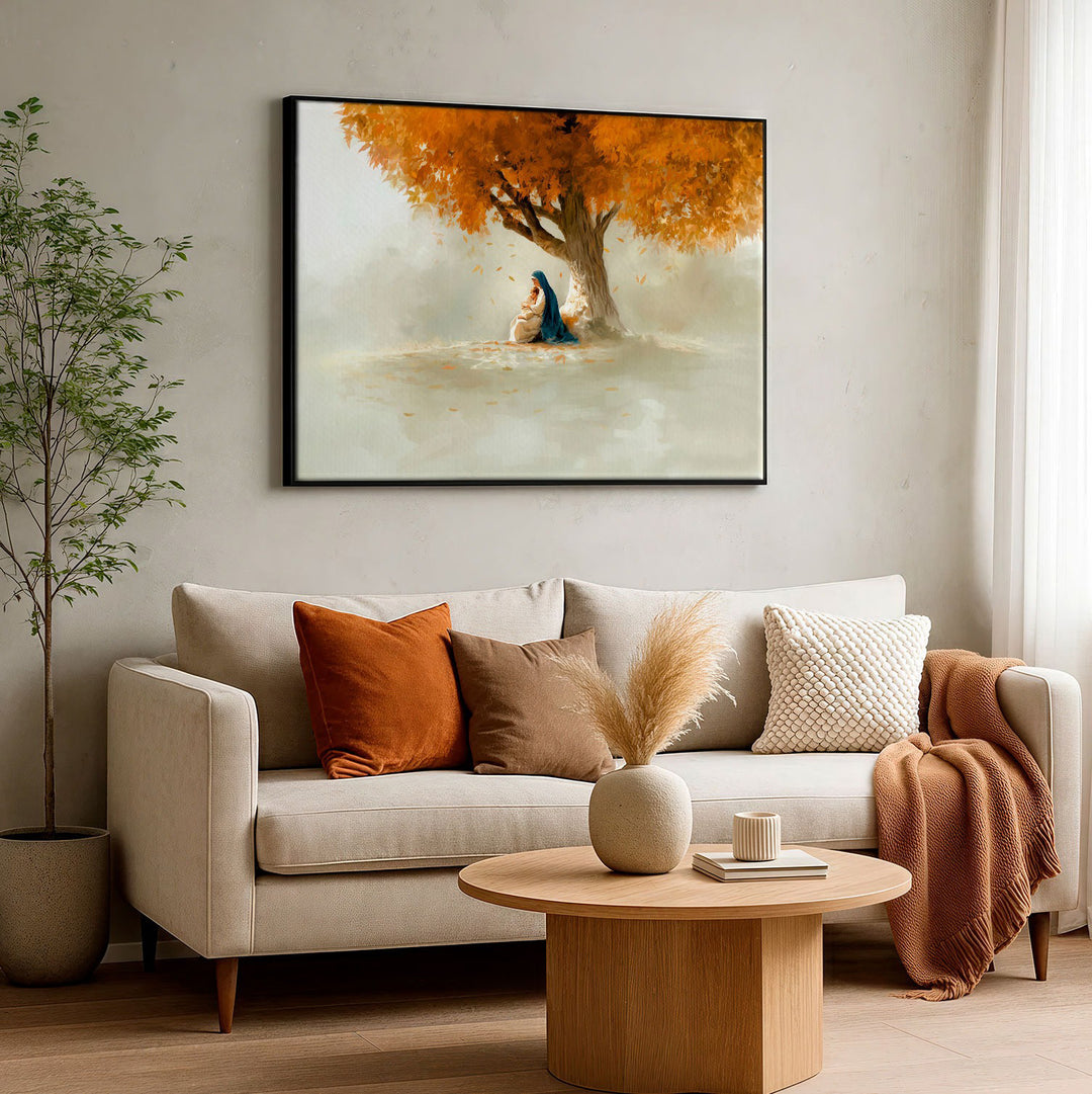 The Welcome of Mary – Minimalist Catholic Canvas Art