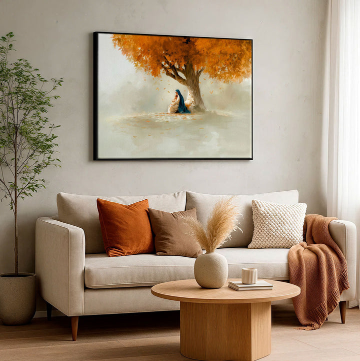 The Welcome of Mary – Minimalist Catholic Canvas Art