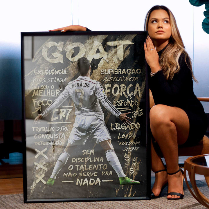Cristiano Ronaldo Golden Striker – Urban Street Art Football Canvas