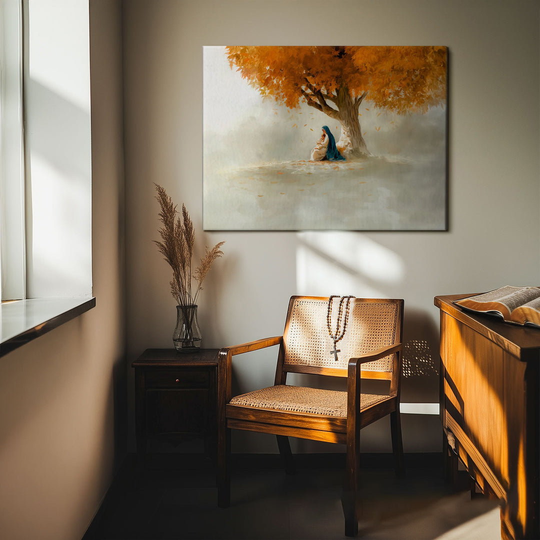 The Welcome of Mary – Minimalist Catholic Canvas Art