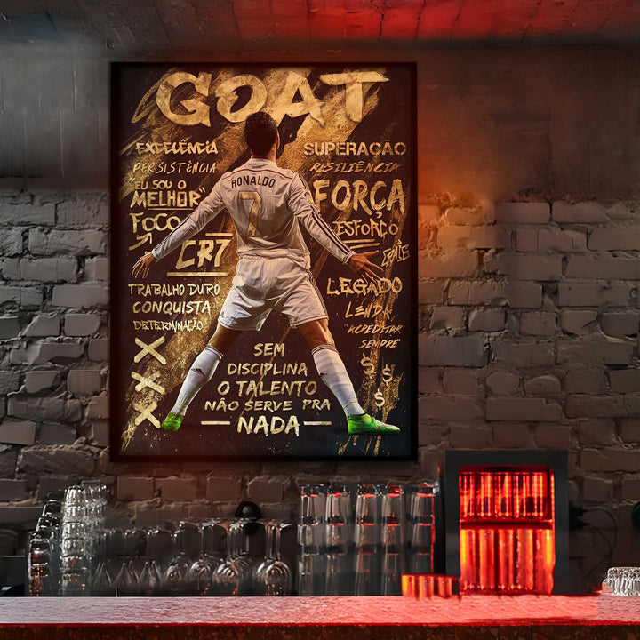 Cristiano Ronaldo Golden Striker – Urban Street Art Football Canvas
