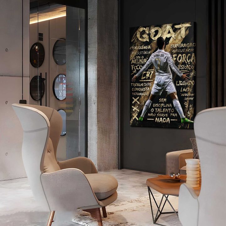 Cristiano Ronaldo Golden Striker – Urban Street Art Football Canvas