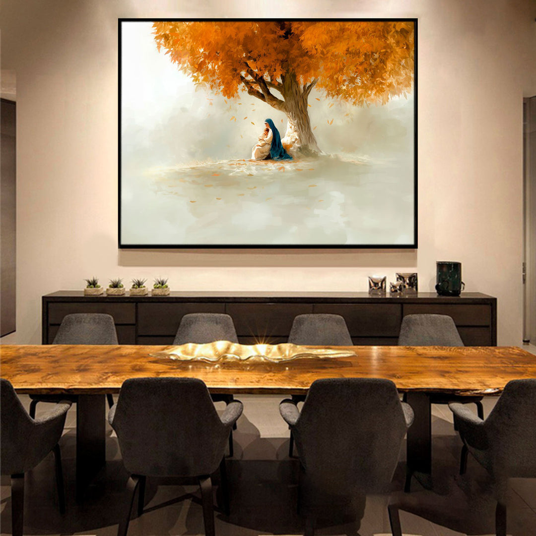 The Welcome of Mary – Minimalist Catholic Canvas Art
