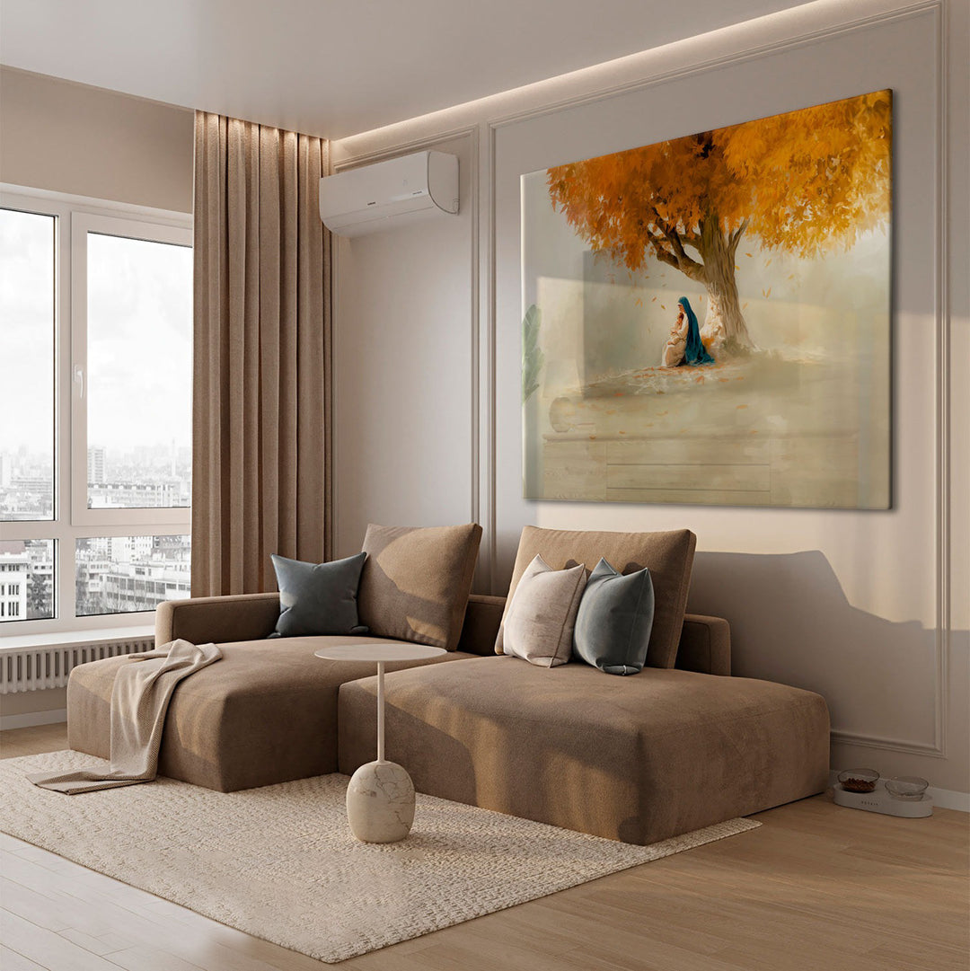 The Welcome of Mary – Minimalist Catholic Canvas Art