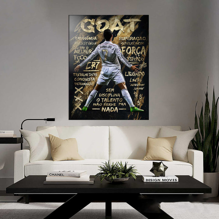 Cristiano Ronaldo Golden Striker – Urban Street Art Football Canvas