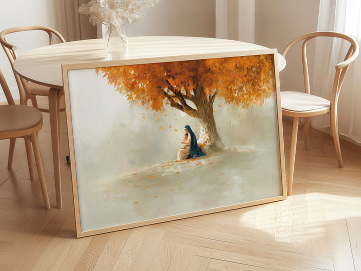 The Welcome of Mary – Minimalist Catholic Canvas Art