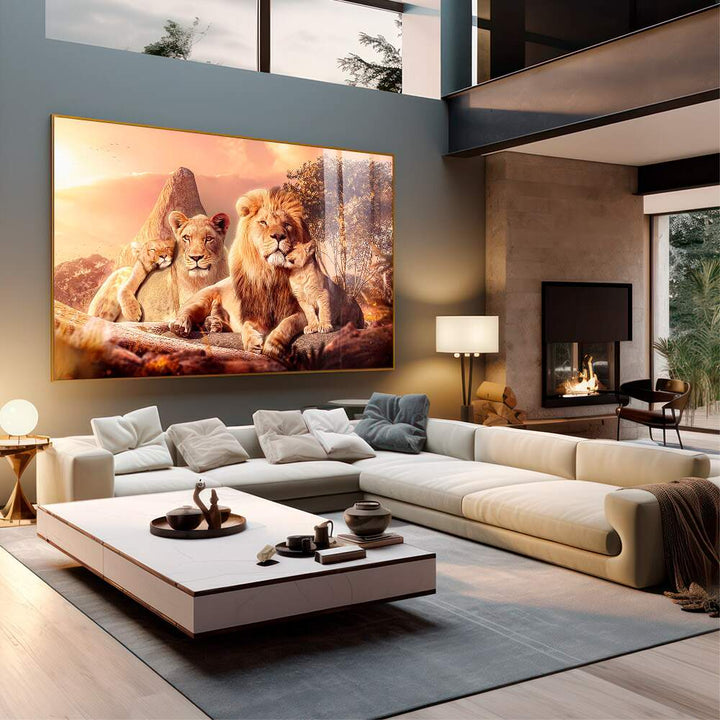 Lion Family Sunset Canvas Print