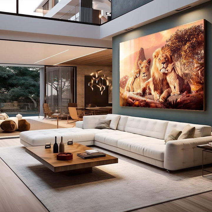 Lion Family Sunset Canvas Print