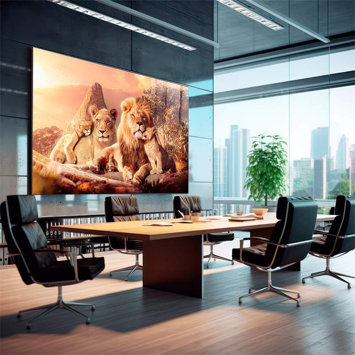 Lion Family Sunset Canvas Print