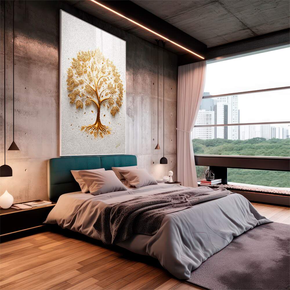 Tree of Life Abstract Golden Canvas Print