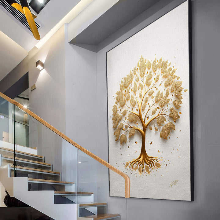Tree of Life Abstract Golden Canvas Print