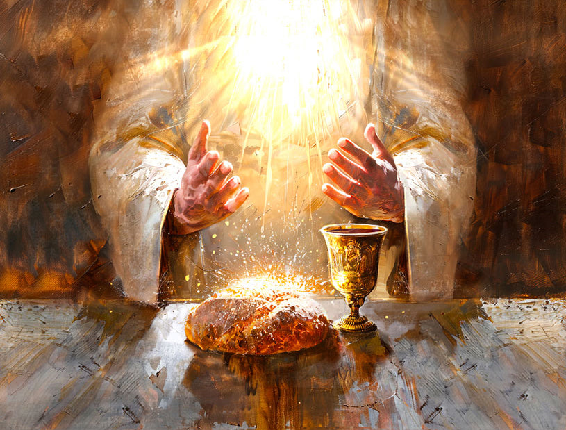 Divine Communion Breaking of Bread and Wine by Jesus
