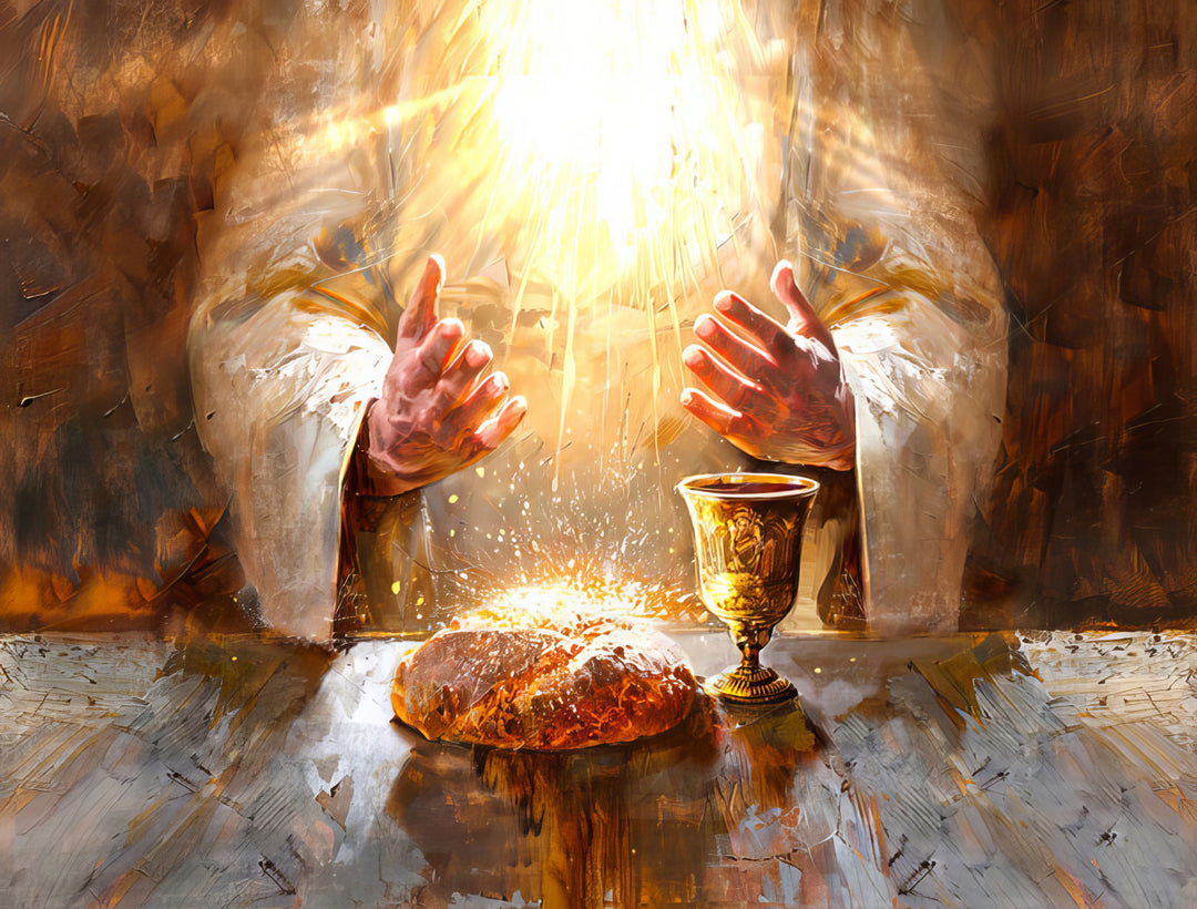 Divine Communion Breaking of Bread and Wine by Jesus